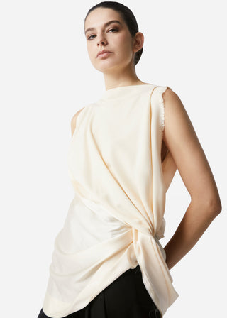 Cream sleeveless top_satin ALICE WEDGE Sustainable luxury fashion